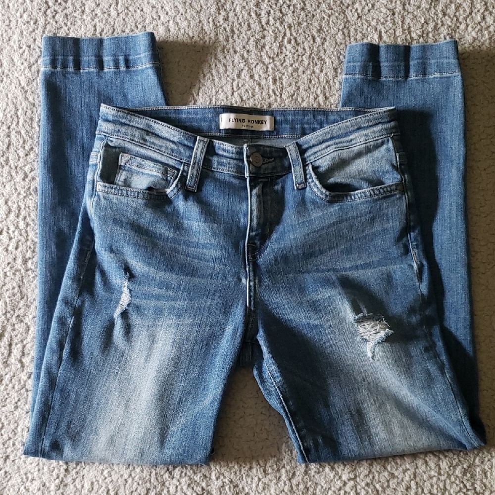 Flying Monkey Platinum High-Rise Stretch Distressed Denim Jean